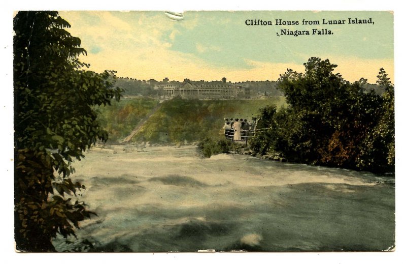 Canada - Ontario, Niagara Falls. The Clifton House from Lunar Island