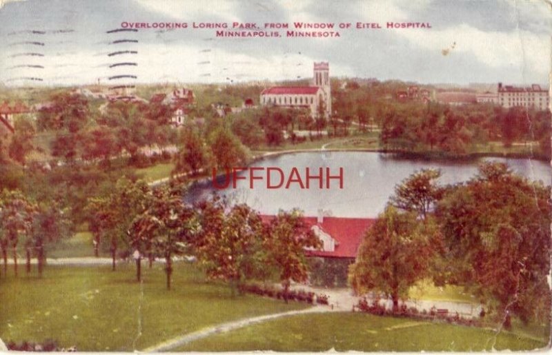 LORING PARK FROM WINDOW OF EITEL HOSPITAL, MINNEAPOLIS, MN 1912