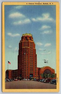 Central Terminal Train Depot Station Buffalo NY Linen C1949 Postcard L4