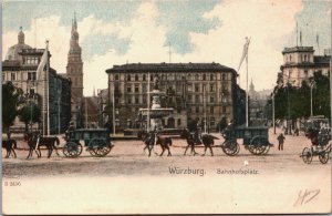 Germany Würzburg Bahnhofplatz Vintage Postcard C048