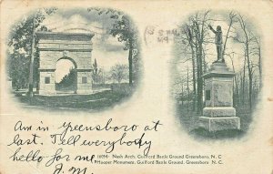 GREENSBORO NC~GUILFORD CIVIL WAR BATTLE GROUND~HOOPER MONUMENT~1907 POSTCARD