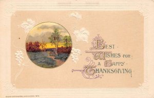 Thanksgiving  Best Wishes Scenic View Winsch Embossed Vintage Postcard U4806