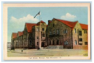 c1920s High School Moncton New Brunswick Canada Unposted Vintage Postcard