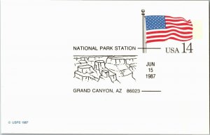 National Park Station Grand Canyon c1987 U.S. Postal Service Postcard C68