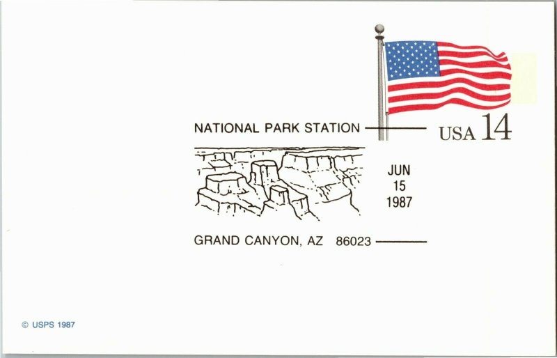 National Park Station Grand Canyon c1987 U.S. Postal Service Postcard C68