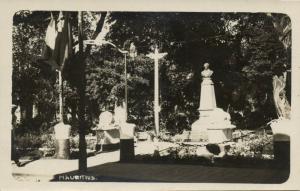 mauritius, PORT LOUIS, Park with Monument (1927) RPPC Royal Tour HMS Renown