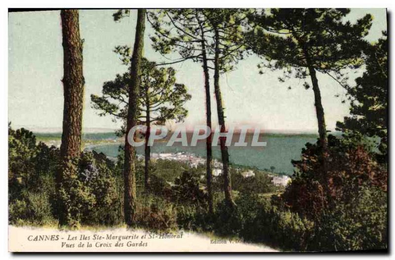 Old Postcard Cannes The Ste Marguerite and St Honorat Cross Guards Views