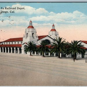 c1910s San Diego, CA Railroad Depot Streetcar Trolley Station Postcard Cali A196