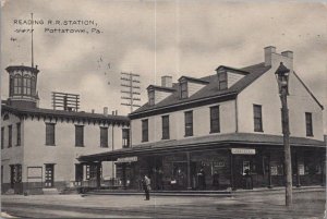 Postcard Reading Railroad Station Pottstown PA 1907