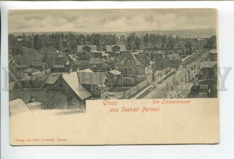 432470 Estonia Gruss aus Pernau Lindenstrasse Vintage Treufeldt postcard