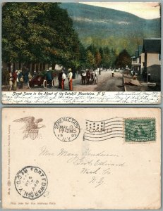 CATSKILL MOUNTAINS N.Y. STREET SCENE 1907 UNDIVIDED ANTIQUE POSTCARD