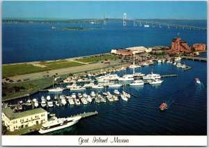 Marina Goat Island Sheraton Islander Hotel Newport Rhode Island RI Postcard