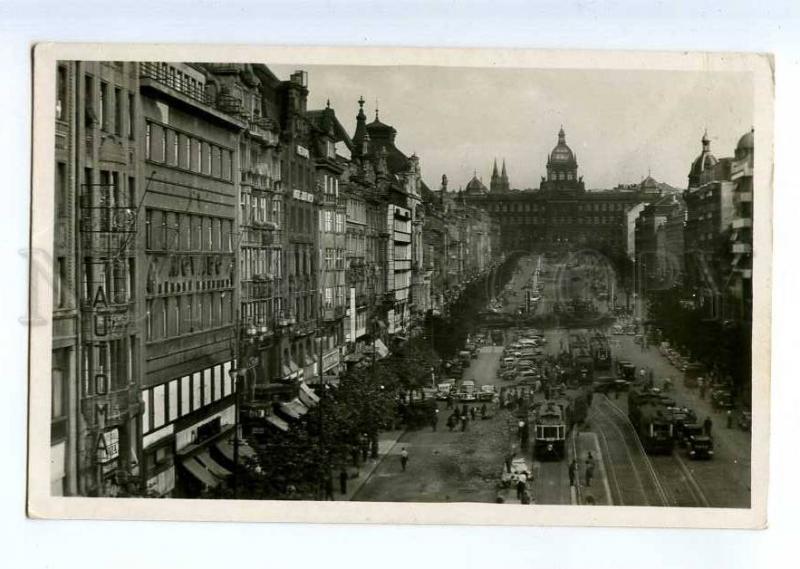 235749 CZECH PRAHA Vaclavcke Namesti Vintage photo postcard