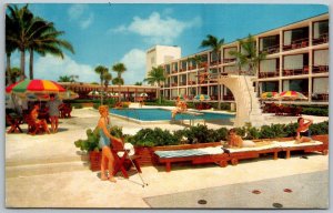 Miami Beach Florida 1958 Postcard Pan American Hotel Swimming Pool