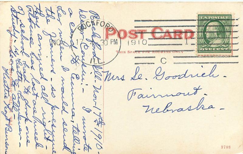 Vintage Postcard Public Library Rockford IL Winnebago County posted 1910