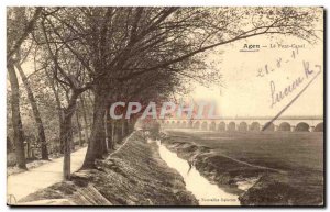 Old Postcard Agen The Canal Bridge