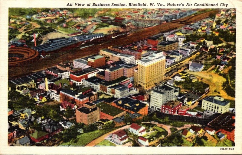 West Virginia Bluefield Aerial View Of Business Section 1950 Curteich