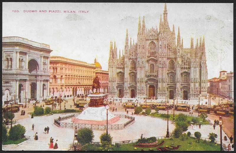 Cathedral & Plaza Milan ITALY Unused c1910s