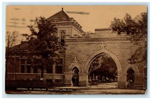 1910 Entrance to Woodlawn Cemetery Lima Ohio OH Posted Antique Postcard