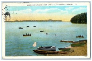 1926 Canoeing Lake Champlain Queen City Park Burlington Vermont Antique Postcard