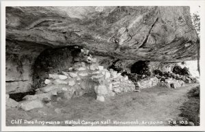 Cliff Dwelling Ruins Walnut Canyon National Monument Arizona RPPC Postcard H13