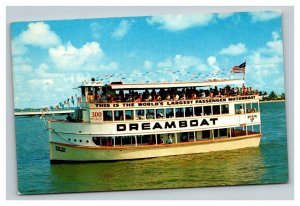 Vintage 1960's Postcard Seven Seas Dreamboat Largest Motorboat Miami Florida