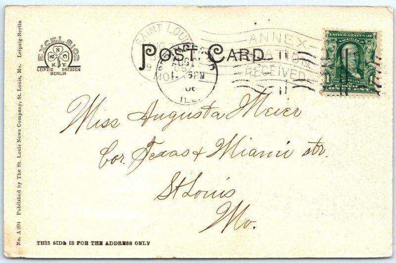 1906 Springfield, Ill Lincoln Library Collotype Photo Postcard Excelsior UDB A34