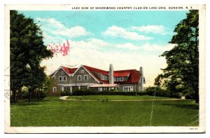 Vintage Lake Side of Shorewood Country Club on Lake Erie, Dunkirk, NY Postcard