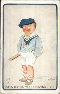 TUCK All For Him - Cute Little Boy Fought For Girl c1910 Postcard
