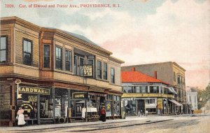 HARDWARE STORE ELWOOD & POTTER AVE PROVIDENCE RHODE ISLAND POSTCARD (c. 1910)