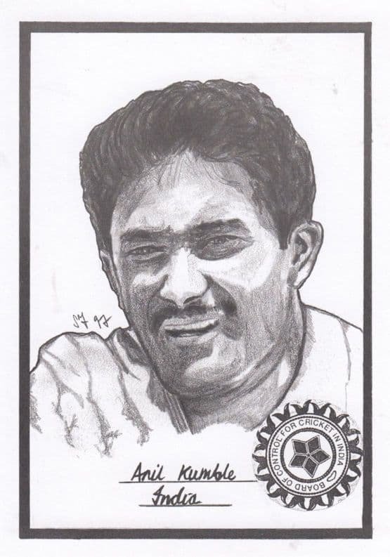 Anil Kumble Indian Cricket Artist Drawing Limited Edn of 500 Postcard