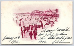 1902 Greetings From Atlantic City New Jersey Scene On The Beach Posted Postcard