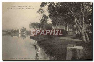 Old Postcard Hanoi Tonkin Square Francois Garnter and small lake