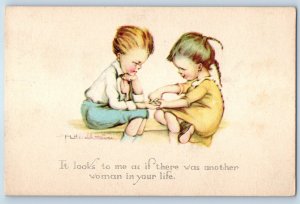 c1910's Children Fortune Teller Ruth Welch Siver Signed Artist Antique Postcard