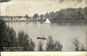 Halifax Massachusetts East and West Lakes Canoe Sailboat Vintage Postcard