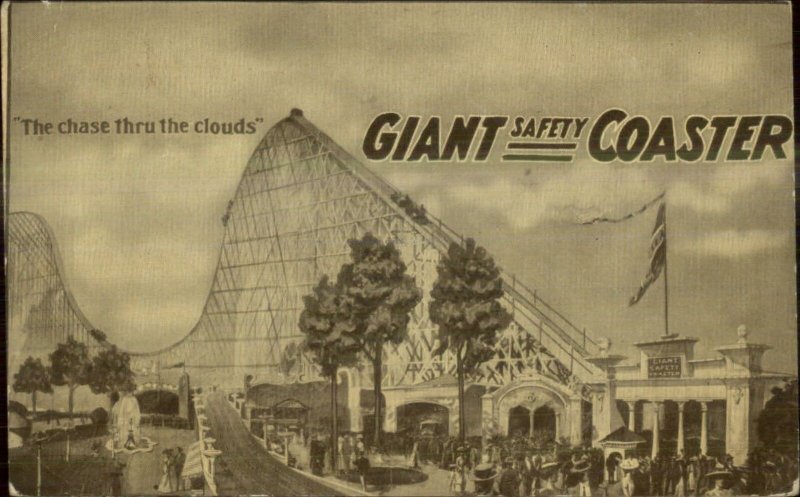 Chicago Forest Park Giant Safety Roller Coaster 1913 Used Postcard