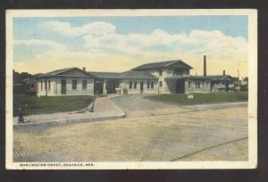 BEATRICE NEBRASKA BURLINGTON RAILROAD DEPOT TRAIN STATION VINTAGE POSTCARD