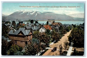 c1910 Thurlow Street Showing Burrard Inlet Vancouver BC Canada Postcard