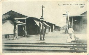 St. Caimanera  Cuba No. 2 Marina B&W Postcard, Men Walking