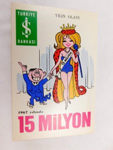 Vintage Turkey Bank Isbank Advertising Comical Yilinda 1967 Postcard P30