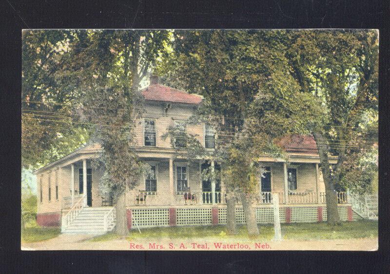 WATERLOO NEBRASKA S.A TEAL RESIDENCE VINTAGE POSTCARD WYANET ILLINOIS 1916