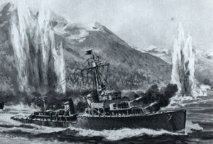 Rare Photo Art German Destroyer Battle invasion of Narvik Norway