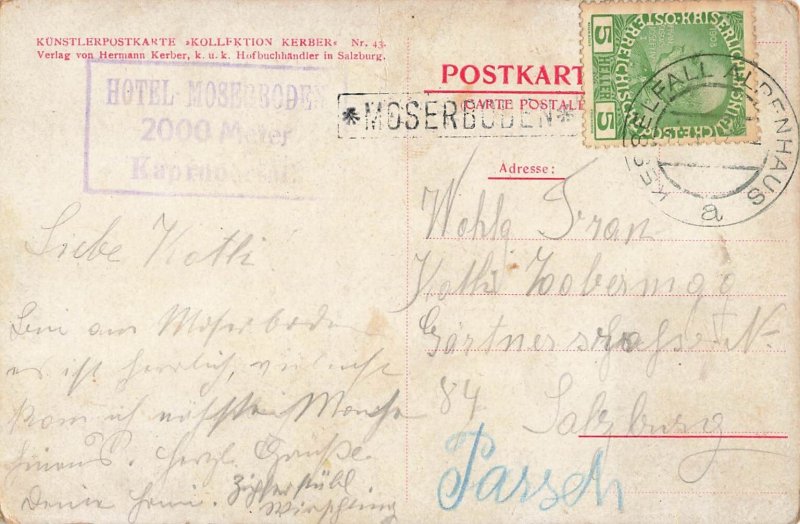 E. T. Compton Kesselfall-Alpenhaus Kaprunertal Austria Postcard 1910