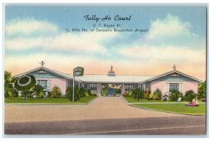 c1940's Tally Ho Court  Hotel & Restaurant Entrance Sarasota Florida FL Postcard