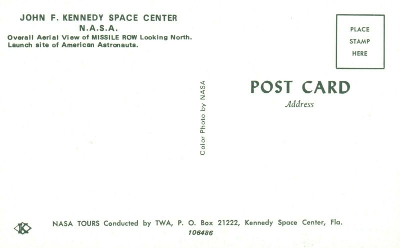 Vintage Postcard John F. Kennedy Space Center N.A.S.A  Aerial View Missile Row