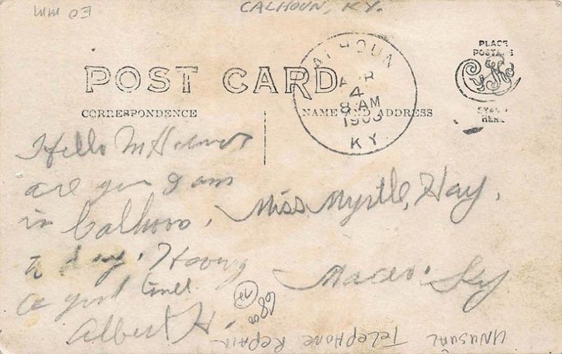 Calhoun KY Unusual Telephone Line Repair 1908 RPPC Postcard