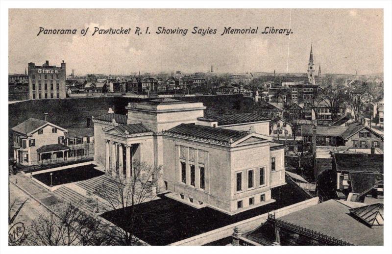 Rhode Island  Aerial view  Pawtucket showing Sayles Memorial Library