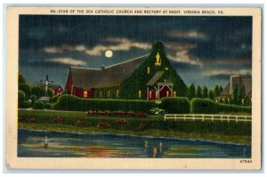 Star Of The Sea Catholic Church Rectory At Night Virginia Beach VA Postcard