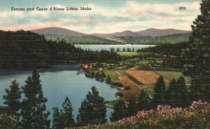 Vintage Postcard 1930's Fernan and Coeur D'Alene Fresh Water Lakes North Idaho