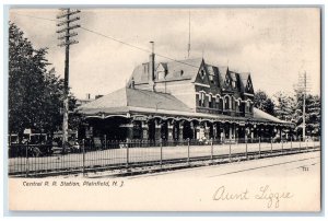 c1905 Central R.R. Train Station Depot Plainfield New Jersey NJ Antique Postcard